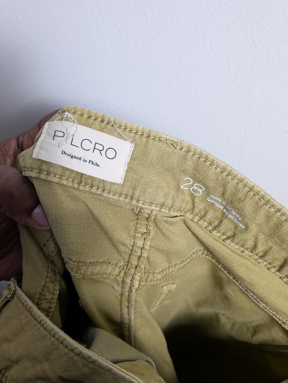 Anthropologie Pilcro Barrel Leg Pants  Burnout Olive Green Rustic Sz 28 - Picture 6 of 9